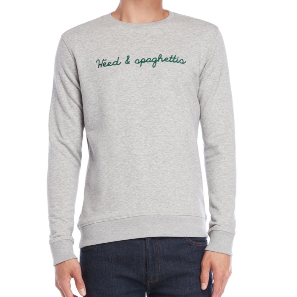 Heather Grey Embroidered Crewneck Sweatshirt